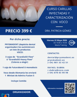 CURSO DE CARILLAS INYECTADAS Y CARACTERIZACIÓN CON VOCO <fecha>22 de mayo de 2026</fecha>